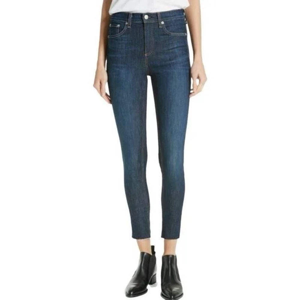 Rag and Bone Dark Wash Ripped Skinny Jeans